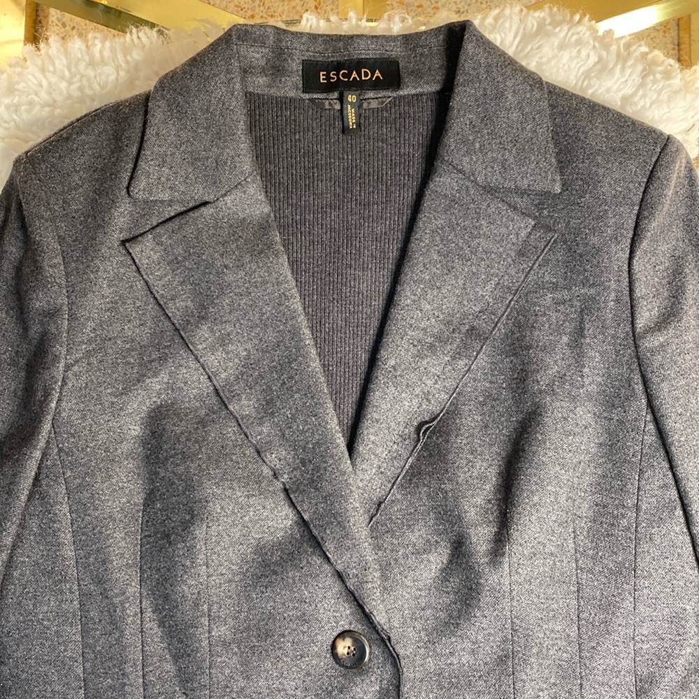 Escada Raw Edge Shoulder Pad Blazer